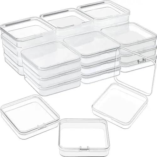 24 Pcs Small Clear Plastic Container Box, 2.8 x 2.8 x 0.67 in
