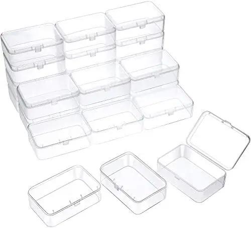 24 Pcs Small Clear Plastic Container Box, 3.5 x 2.4 X1.2 in