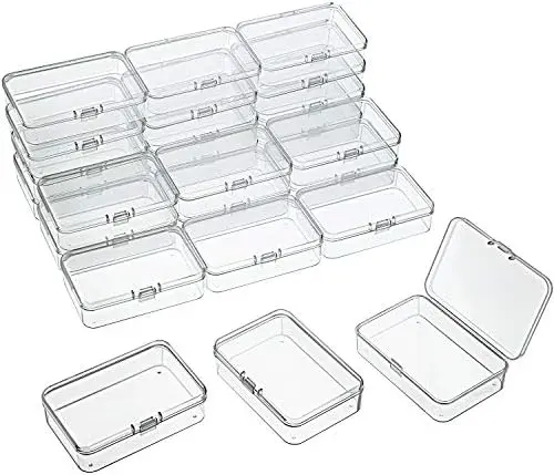 24 Pcs Small Clear Plastic Container Box, 3.7 x 2.5 x 1 in