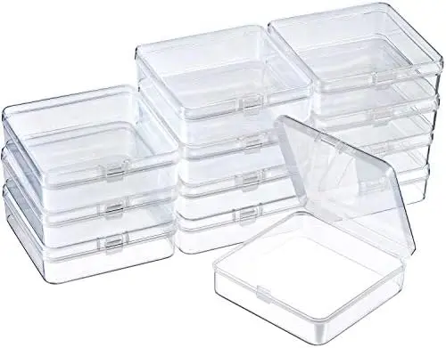 24 Pcs Small Clear Plastic Container Box, 3.7 x 3.7 x 1.2 in