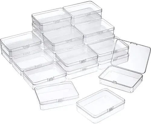 24 Pcs Small Clear Plastic Container Box, 4.5 x 3.3 x 1.2 in