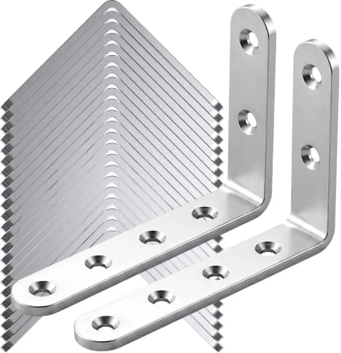 25Pcs Stainless Steel Angle Brackets 3”x 5” Heavy Duty Corner Brackets