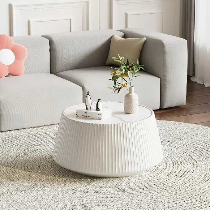 26.77" Marble Coffee Table, Modern Cup Shaped Coffee Table