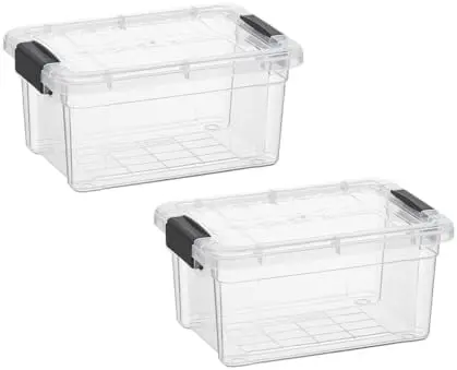 3.4 Quart Clear Plastic Storage Boxes with Lids, Stackable Organizer Containers, BPA-Free Storage Bins for Home, Office, School & Dorm, 2 Pack