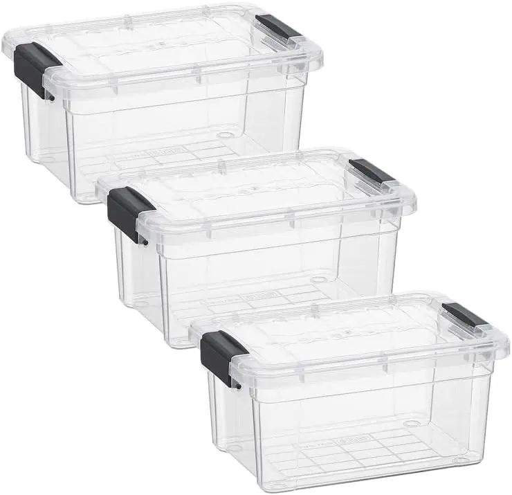 3.4 Quart Clear Plastic Storage Boxes with Lids, Stackable Organizer Containers, BPA-Free Storage Bins for Home, Office, School & Dorm, 3 Pack