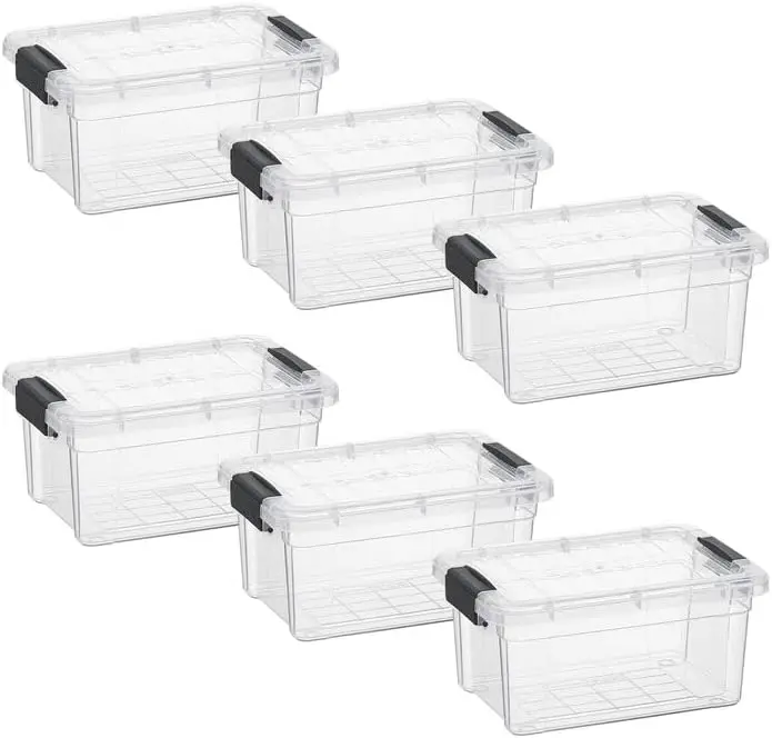 3.4 Quart Clear Plastic Storage Boxes with Lids, Stackable Organizer Containers, BPA-Free Storage Bins for Home, Office, School & Dorm, 6 Pack