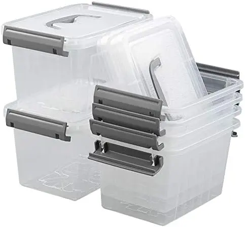 3.5 Quart Clear Plastic Lided Storage Bins, Small Storage Box 6 Packs