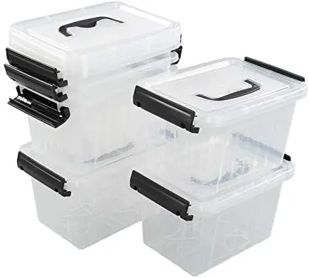 3.5 Quart Clear Storage Bin, Small Plastic Container Box, 6 Pack