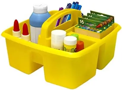 3-Compartment Small Caddy – Multipurpose Classroom Organizer with Handle, Yellow, 6-Pack (00950U06C)