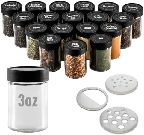 3” Glass Spice Jars 3 fluid ounces- 18 pack