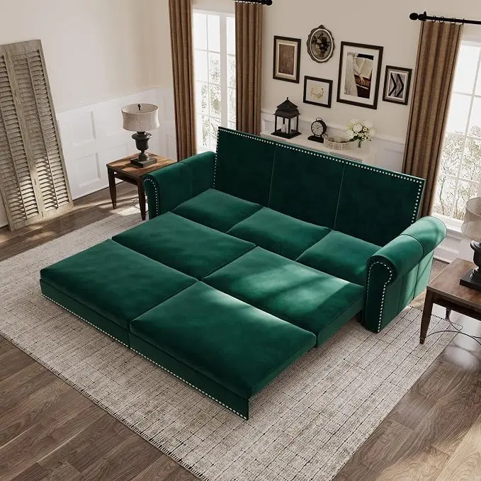 3 in 1 Convertible Sleeper Sofa Bed, 93.7" King Size Sofa Sleeper