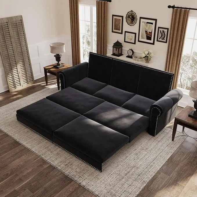 3 in 1 Convertible Sleeper Sofa Bed, 93.7" King Size Sofa Sleeper