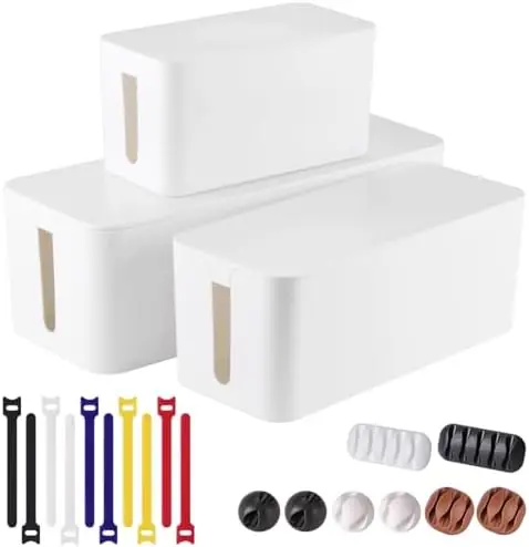 3 Pack Cable Management Box, Cable Organizer Box to Hide Wires