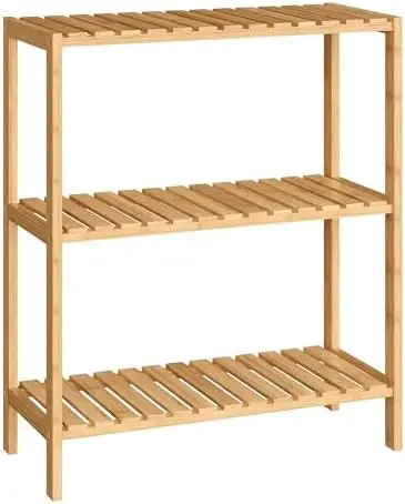 3-Tier Bamboo Shelf, Freestanding Bathroom Storage Rack