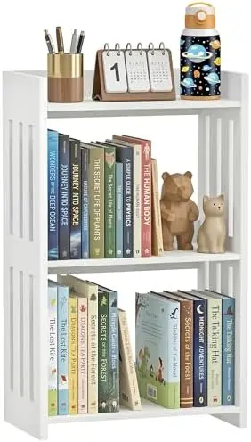 3 Tier Bookshelf for Small Spaces 25.6”H Bookcase