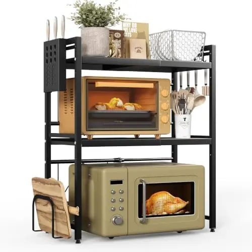 3 Tier Expandable Microwave Stand countertop,Microwave Oven Rack