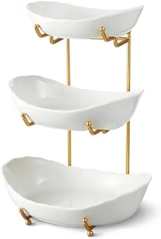 3 Tier Fruit Basket, Ceramic Fruit Bowl for Kitchen Counter 6