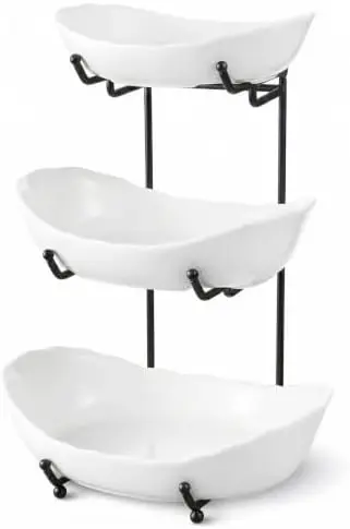 3 Tier Fruit Basket, Ceramic Fruit Bowl for Kitchen Counter