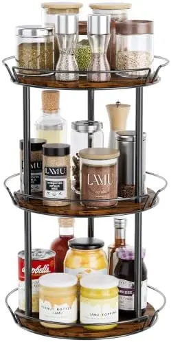 3-Tier Lazy Susan Turntable Organizer, Spinning Spice Rack for Cabinet