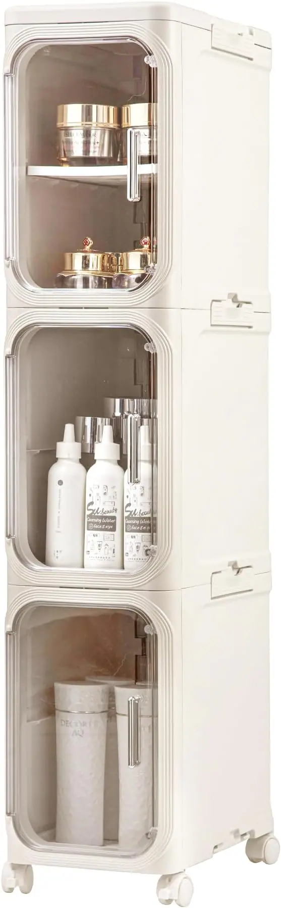 3-Tier Tall Narrow Storage Cabinet, Slim Bathroom Storage Cabinet