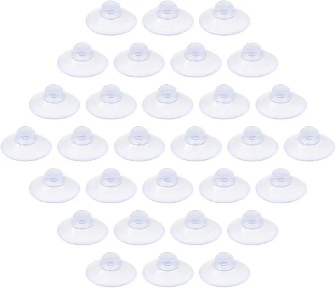 30 Pack Glass Table Suction Cups - 20mm Rubber Suckers Without Hooks