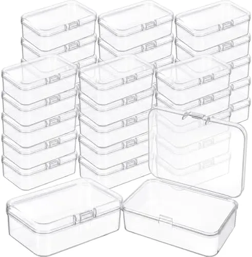 30 Pieces Small Clear Plastic Storage Box, 3.3 x 2.1 x 1 Inch