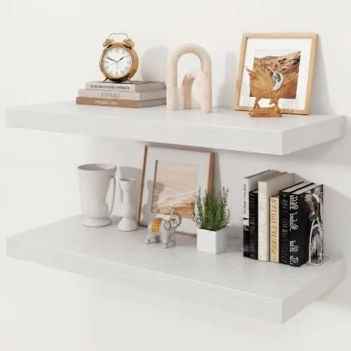 30" White Floating Shelves 12inch Deep Wall Shelf, Set of 2