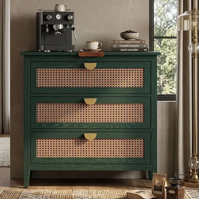 31.5" Retro Green Buffet Sideboard, Modern Coffee Bar Cabinet