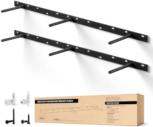 34" Floating Shelf Bracket 2PCS, Hidden Bracket for Floating Shelves