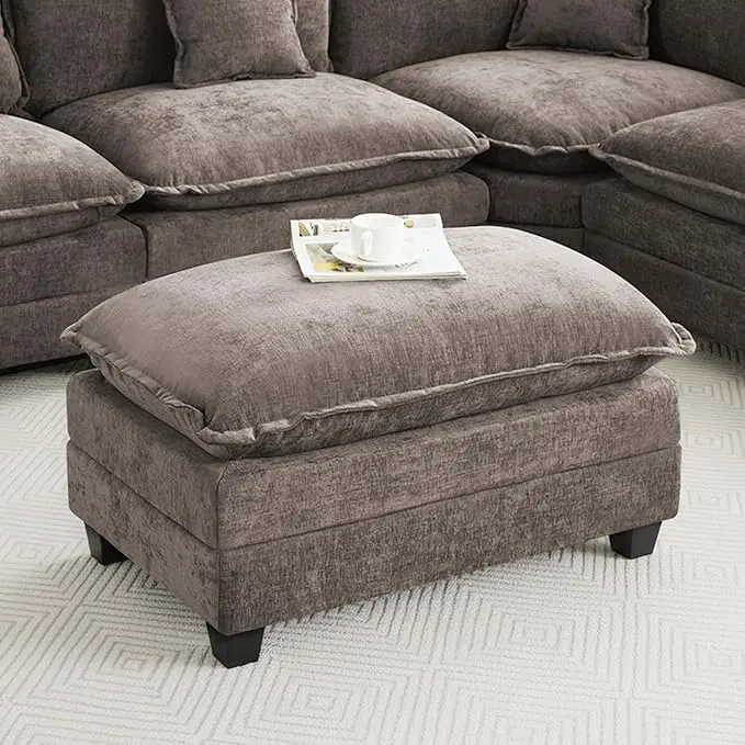 35‘’ Modern Chenille Cloud Sofa Ottoman, Rectangle Ottoman