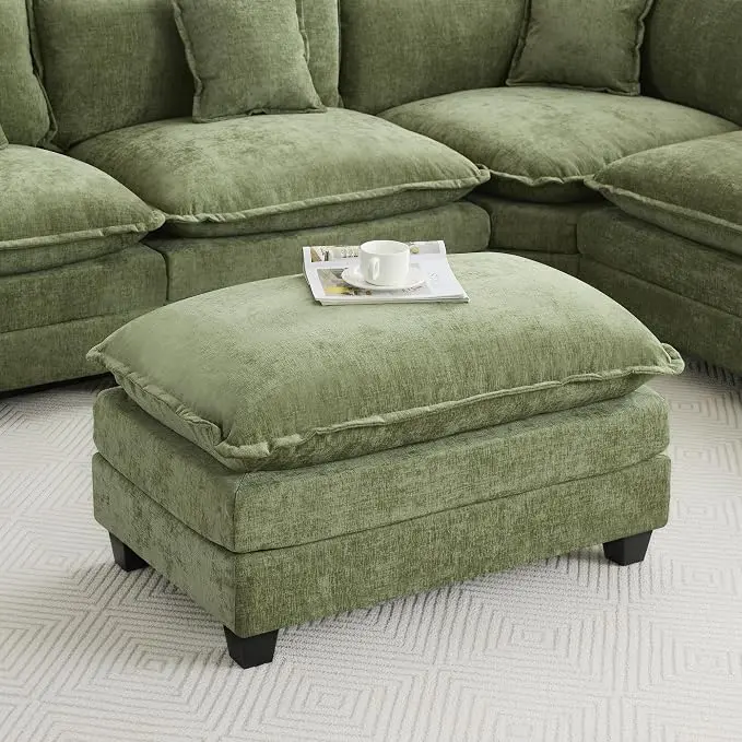 35‘’ Modern Chenille Cloud Sofa Ottoman, Rectangle Ottoman