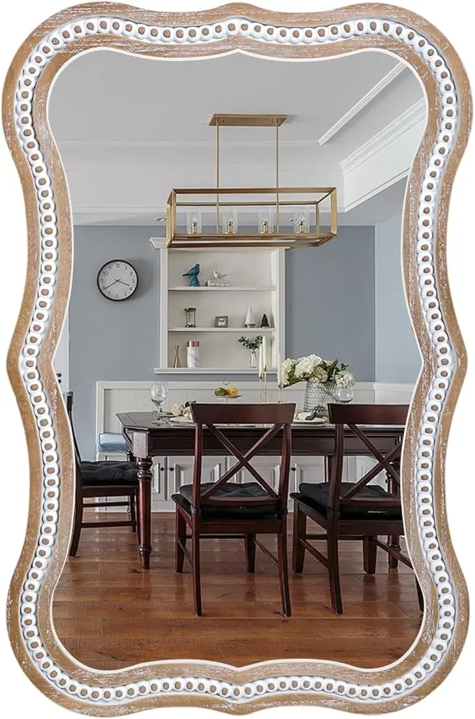 35x24 Inch Wavy Wooden Frame Mirror