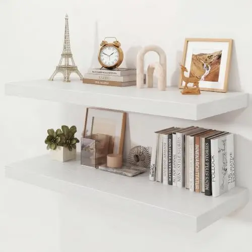 36" White Floating Shelves 12inch Deep Wall Shelf, Set of 2