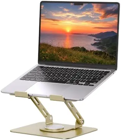360 Rotating Laptop Stand, Adjustable Riser,10-17", Gold