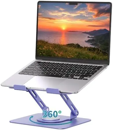 360 Rotating Laptop Stand, Adjustable Riser,10-17", Purple