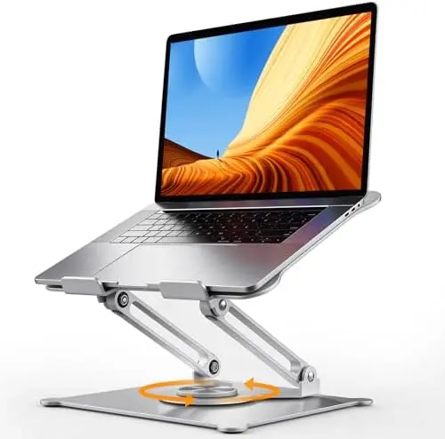 360° Rotating Laptop Stand for Desk, 10-15.6“ Laptop Riser, Silver