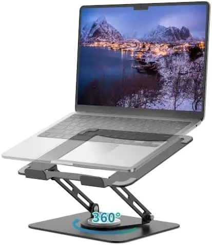 360° Rotating Laptop Stand, Multi-Angle, 10-17", Black