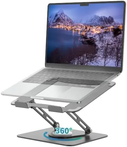 360° Rotating Laptop Stand, Multi-Angle, 10-17", Grey