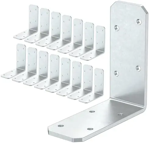 3x3 Inch Angle Bracket for Wood, Galvanized L Bracket, 16 PCS