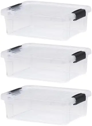 4.5 Quart Clear Plastic Storage Containers with Lids, Stackable Organizer Bins, BPA-Free Storage Boxes for Home, Office, Dorm & Classroom, 3 Pack