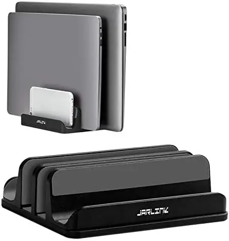 4-in-1 Adjustable Vertical Laptop Stand, Aluminum Holder, Black