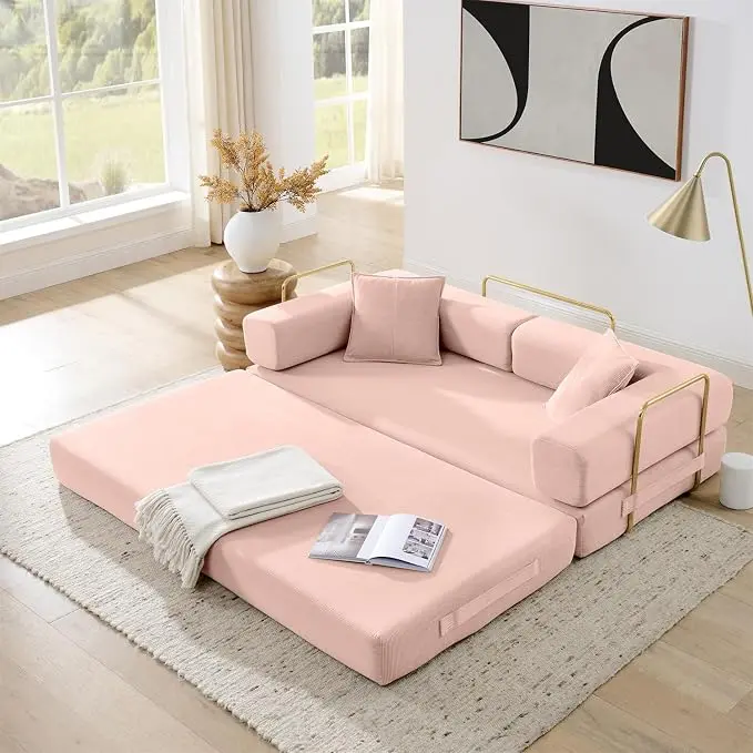 4-in-1 Folding Convertible Sofa Bed, 78 Inch Boneless Couch