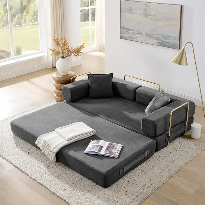 4-in-1 Folding Convertible Sofa Bed, 78 Inch Boneless Couch