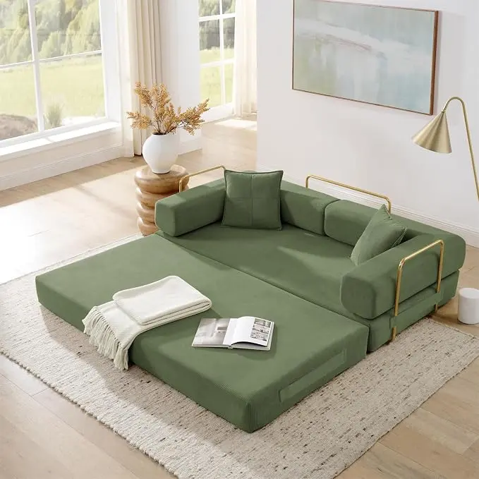 4-in-1 Folding Convertible Sofa Bed, 78 Inch Oversized Corduroy Upholstered