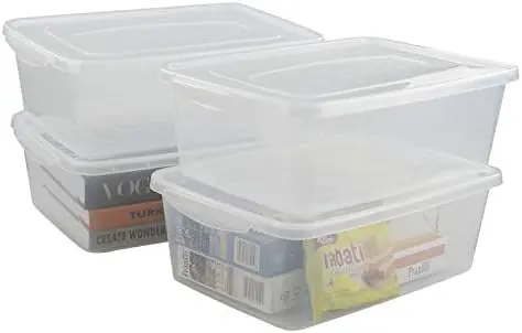 4 Pack Clear Storage Bin, 14 Quart Latch Containers Boxes with Lid