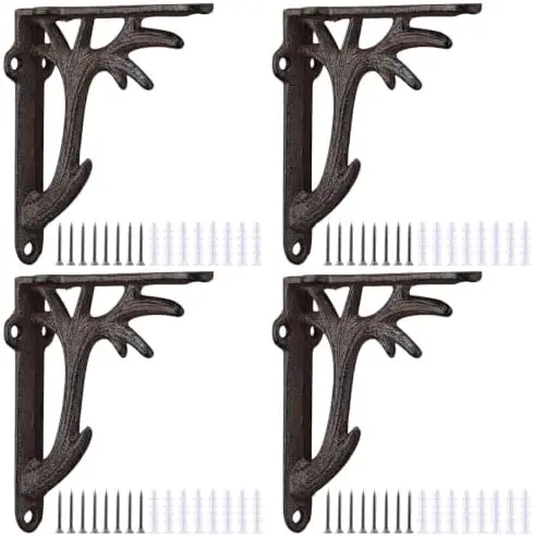 4 Pack Decorative Shelf Brackets, Vintage Cast Iron Brackets