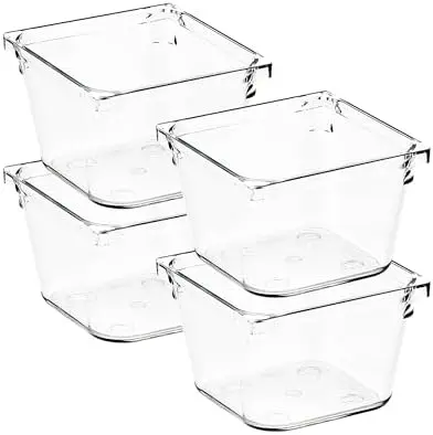 4 Pack Drawer Organizers, 3"X 3" Clear Acrylic Storage Bins