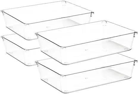 4 Pack Drawer Organizers, 6"X 9" Clear Acrylic Storage Bins