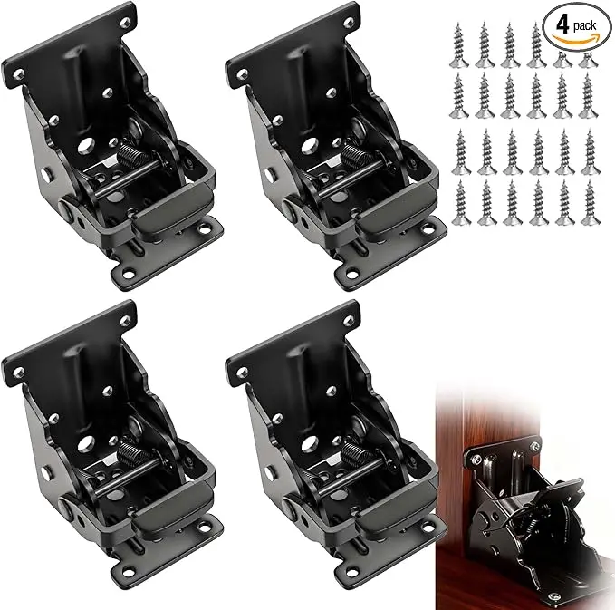 4 Pack Folding Brackets 0°-90°-180°, Heavy-Duty Self-Lock Hinge