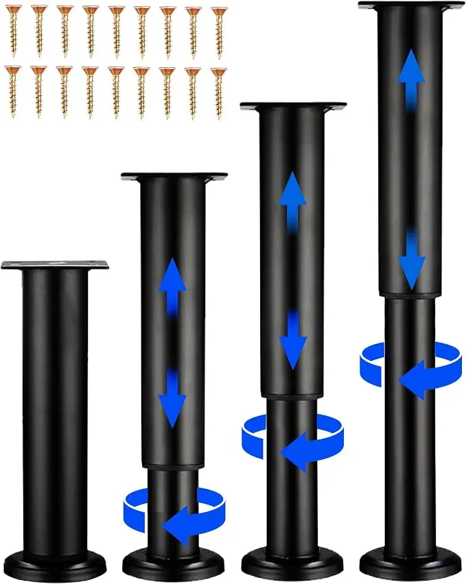 4 PCS Adjustable Height Bed Support Legs